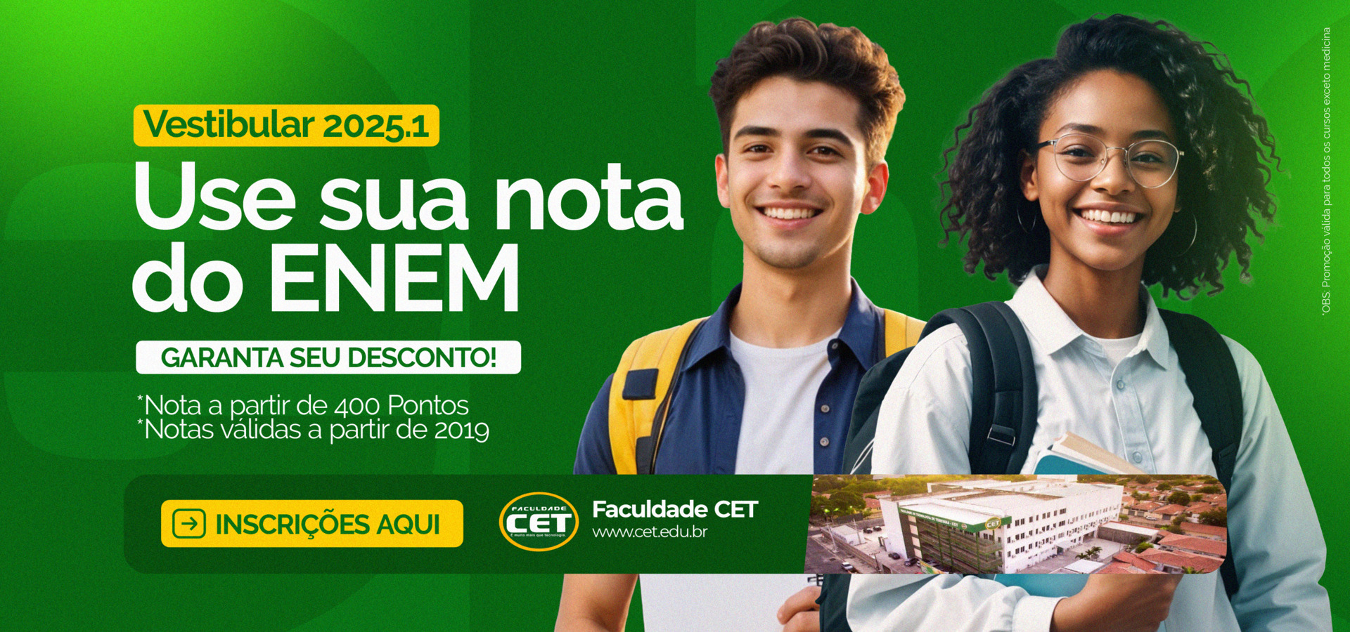 Use sua nota do ENEM e garanta o seu desconto